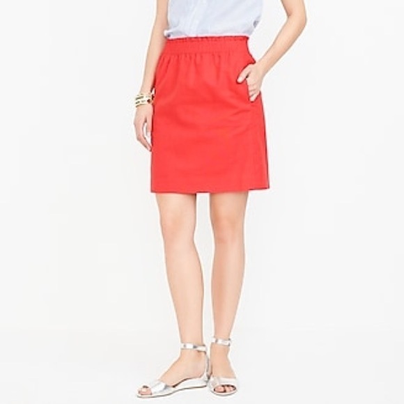 J.crew wool blend sidewalk skirt in red women's size 2 has pockets - Picture 1 of 4